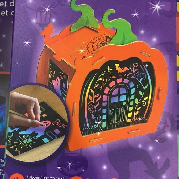 Box CanDIY Spooky Pumpkin Lantern Scratch Art Set Arts & Crafts for Ages 6 to 12 - Picture 3 of 4